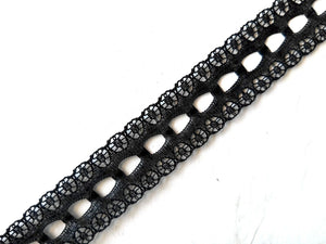 30ct/Meter 10 lfM. Spitzenborte Häkelband Lace 15mm breit mit Schlaufen Schwarz